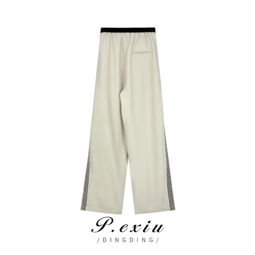 04-6潘依绣丁丁宠粉撞色显瘦薄款阔腿抽绳直筒休闲裤 W-61230 商品图1