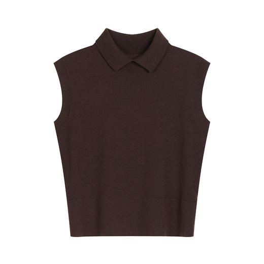 NEELLY纳俪商场同款春新款时尚翻领无袖针织衫女软糯亲肤修身上衣N26031A01101 商品图3