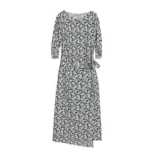 NEELLY纳俪商场同款夏季新款黑白碎花收腰连衣裙女显瘦休闲长裙N26044Y04569 商品图3