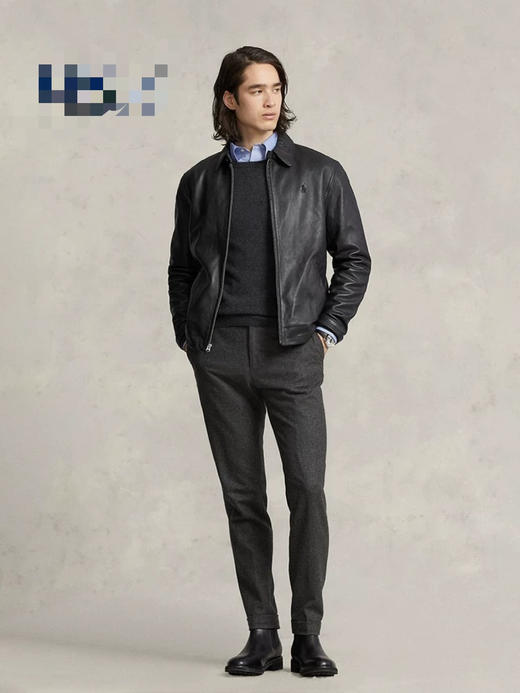 31-7 极限特惠48H 圆正尾货 小马刺绣 黑色翻领绊口 更细腻柔软羔羊皮 男士皮衣夹克外套 老朱穿L 商品图11