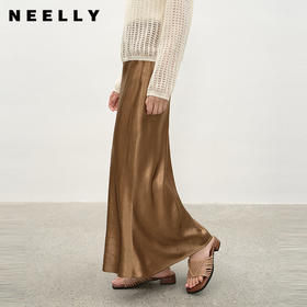 NEELLY纳俪商场同款夏季新款缎面优雅半身裙女高腰气质显瘦A字裙N26044E04523