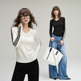 百媚生 收腰褶皱修身正肩T恤女上衣HBY-8Y