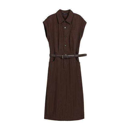 NEELLY纳俪*场同款春新款简约职场翻领连衣裙**练通勤收腰长裙N26031Y01121 商品图3