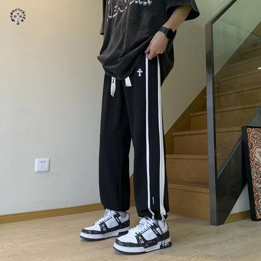 F030185新款两色串标相拼立体裁剪宽松休闲运动裤 商品图1