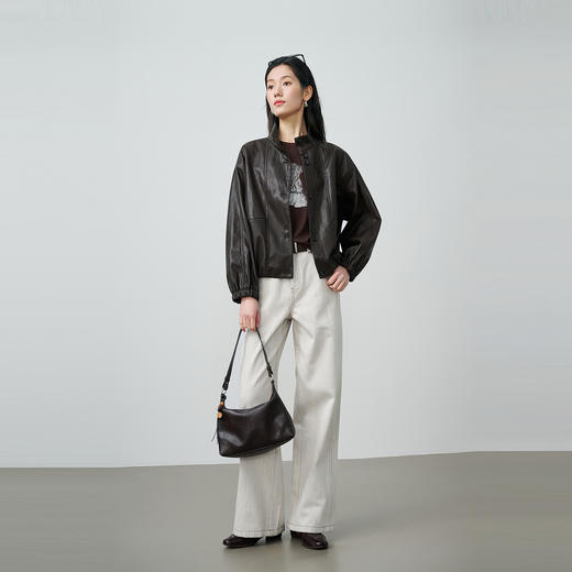 NEELLY纳俪商场同款春季新款复古做旧短外套女休闲帅气随性上衣N26024C05507 商品图3