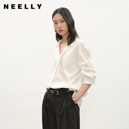 NEELLY纳俪商场同款夏季新款法式设计感白衬衫女气质高级质感上衣N26044R04517 商品图0