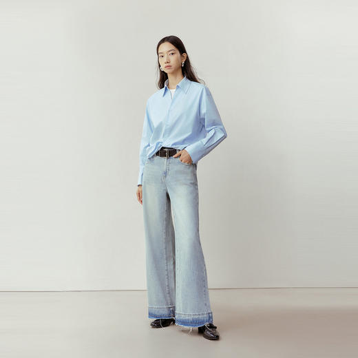 NEELLY纳俪商场同款春季新款时尚阔腿垂顺牛仔裤女慵懒松弛感长裤N26023H01094 商品图2