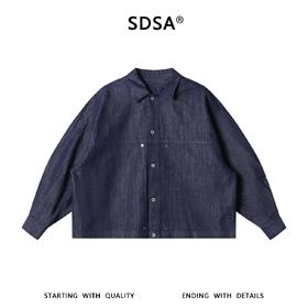 SDSA男装2026新款日系复古牛仔上衣重磅丹宁宽松落肩长袖衬衫