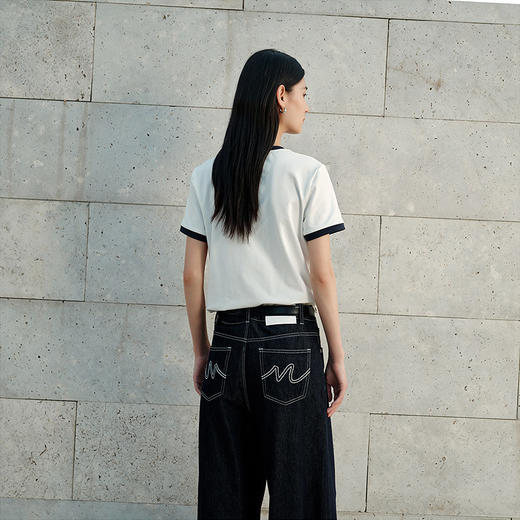 NEELLY纳俪商场同款夏季新款圆领撞色字母T恤女短款百搭休闲上衣N26054T04505 商品图1