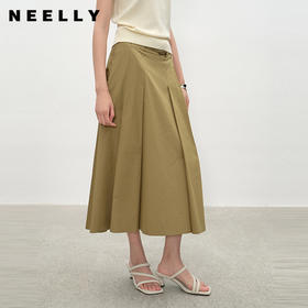 NEELLY纳俪商场同款夏季新款白色高腰气质半身裙女大裙摆A字长裙N26044E04526