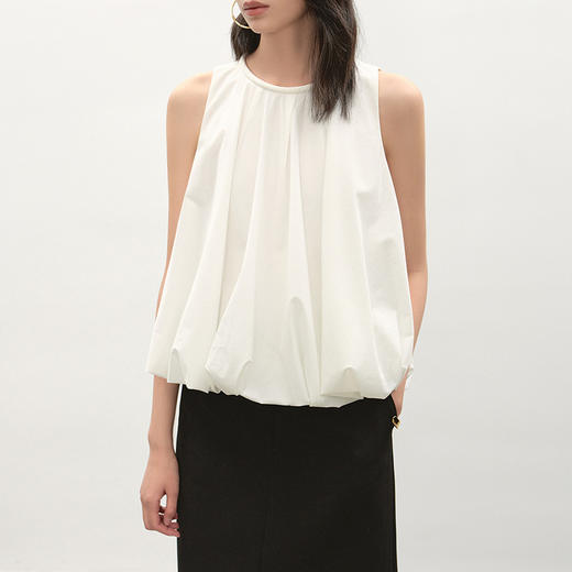 NEELLY纳俪商场同款夏季云朵轻盈感挂脖上衣女简约设计感套头上衣N26054R04411 商品图2