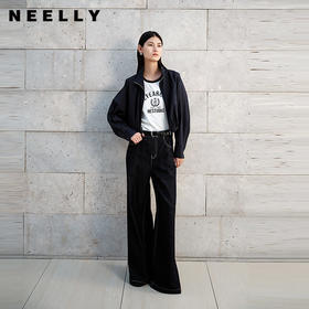 NEELLY纳俪商场同款春季新款设计感美式夹克女时尚短款气质上衣N26024C04513
