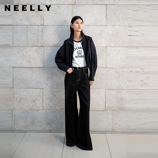 NEELLY纳俪商场同款春季新款设计感美式夹克女时尚短款气质上衣N26024C04513 商品图0