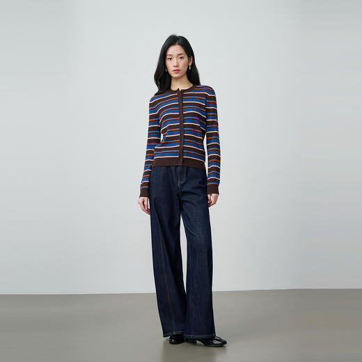 NEELLY纳俪商场同款春季新款复古阔腿高腰牛仔裤女休闲直筒长裤N26014H03313 商品图2