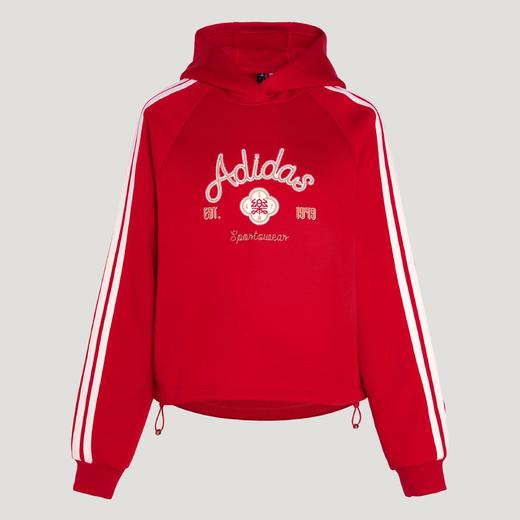 Adidas阿迪达斯HOODED SWEATSHIRT 新年款挺阔加厚运动休闲宽松连帽套头衫KH2694 商品图3