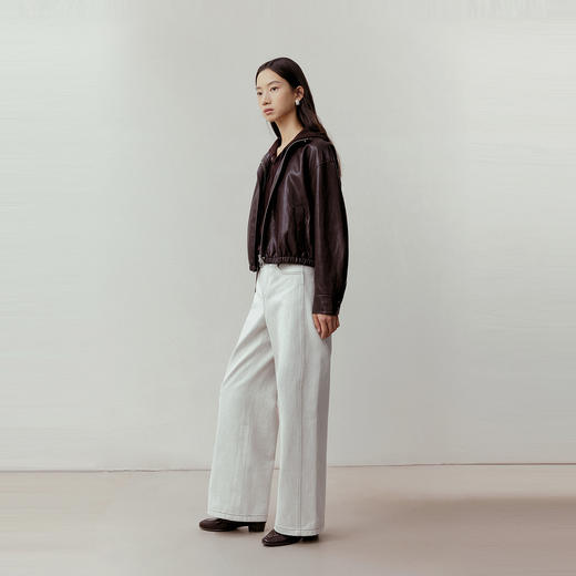 NEELLY纳俪商场同款春季新款时髦复古休闲直筒裤女简约百搭长裤N26012H01049 商品图2