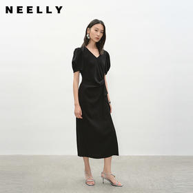 NEELLY纳俪商场同款夏季新款时尚气质通勤连衣裙女收腰显瘦长裙N26044Y04570