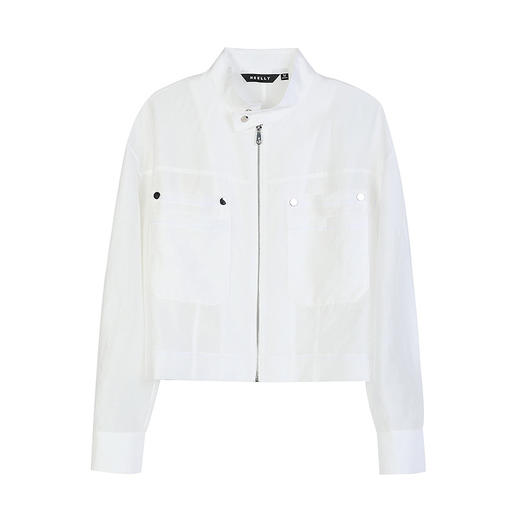 NEELLY纳俪商场同款春季新款浅色简约立领夹克女休闲随性短外套N26034C04518 商品图3