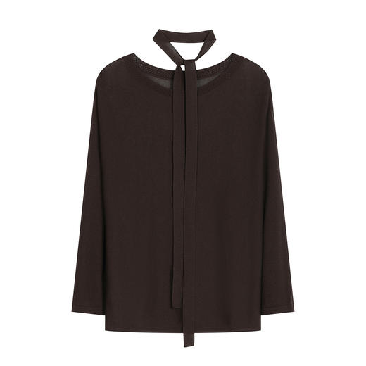 NEELLY纳俪商场同款春新款复古挂脖飘带针织衫女休闲慵懒随性上衣N26031A01105 商品图3