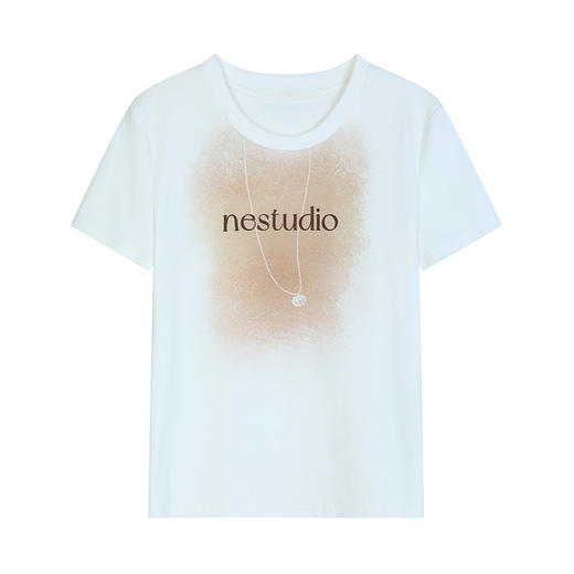 NEELLY纳俪商场同款夏季新款简约字母印花T恤女质感潮流时尚短袖N26044T04520 商品图3