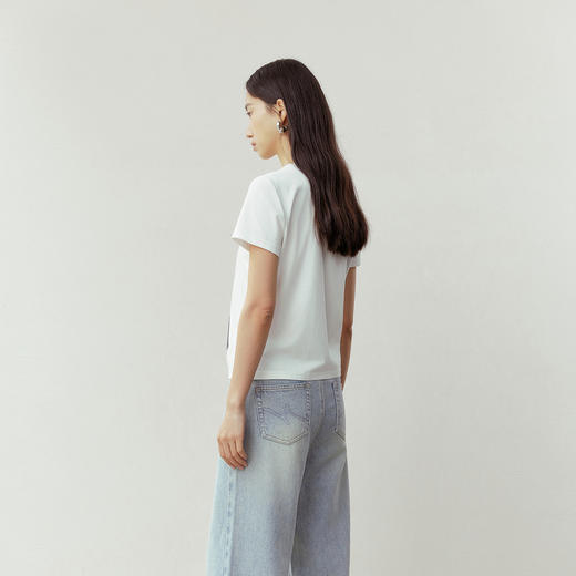 NEELLY纳俪商场同款春季新款时尚正肩印花T恤女通勤亲肤舒适上衣N26023T01083 商品图1