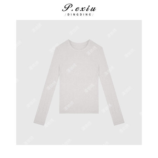 04-6潘依绣丁丁宠粉天丝温柔风圆领百搭简约长袖T恤 HHD0232 商品图1