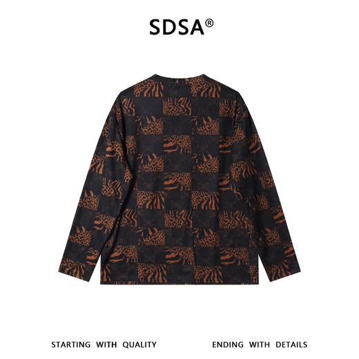 26T91SDSA男装2026新款潮牌野性风拼接长袖男女款豹纹虎纹宽松圆领T恤 商品图5