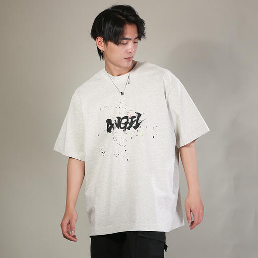 DRONKOO 2026 圆领前ANGEL彩点印花阔短袖T恤 商品图1