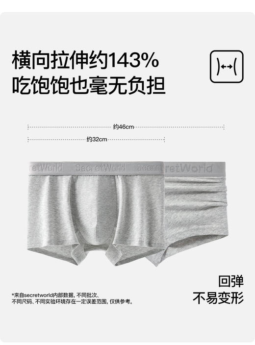【多妈团购 Secret World  A409男士运动内裤纯棉 3条装】全身7A抑菌，穿上很安心，A类吸湿透气，像量身定制一样，高弹百搭运动，品质超好，亲肤防夹臀-咸喜仓 商品图11
