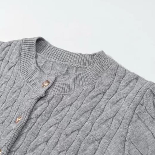 F030152灰色麻花毛衣外套女新款韩版宽松慵懒风软糯针织开衫 商品图11