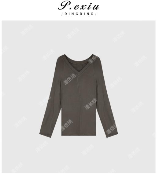 04-6潘依绣丁丁宠粉百搭薄款夏季防晒不规则天丝上衣T恤Q2469 商品图0