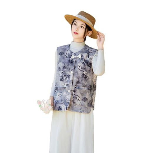 百媚生 国风新中式马甲复古马夹气质文艺坎肩XEJ 商品图4