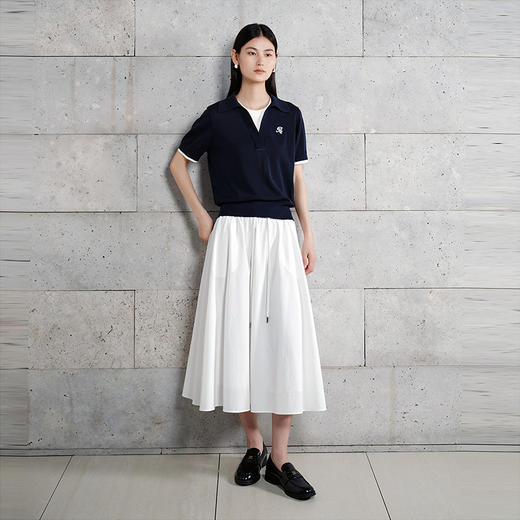 NEELLY纳俪商场同款春新款经典百搭高腰A字裙女休闲舒适半身长裙N26024E04514 商品图2