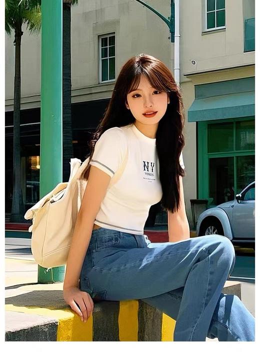 F030167虞书欣同款字母印花短款圆领套头T恤 商品图13