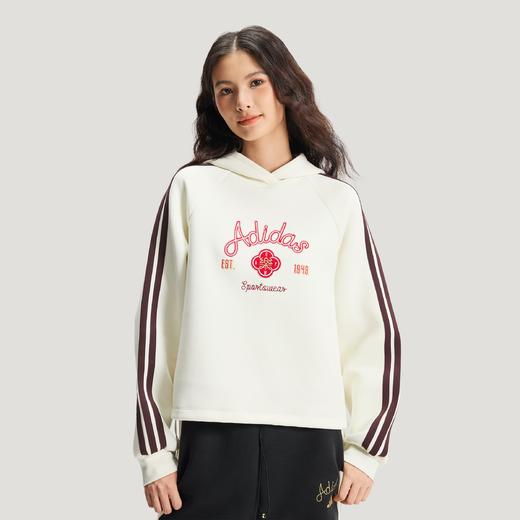 Adidas阿迪达斯HOODED SWEATSHIRT 金晨同款新年挺阔加厚运动宽松连帽套头衫KH2695 商品图0