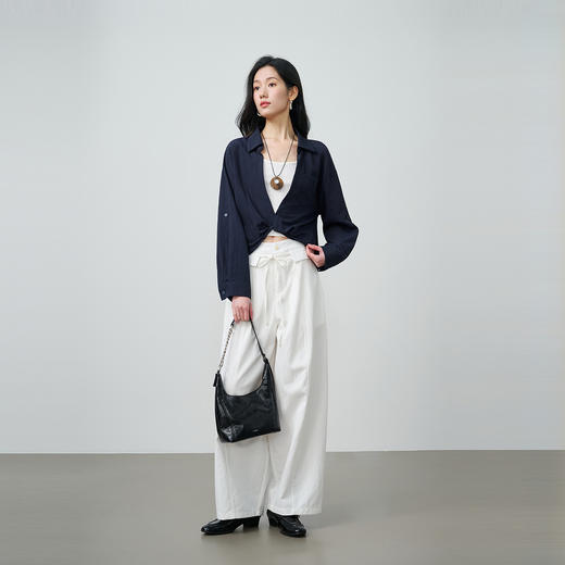 NEELLY纳俪商场同款春季新款气质通勤假两件衬衫女休闲松弛感上衣N26024B04517 商品图3