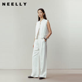 NEELLY纳俪商场同款春季新款宽松肌理感阔腿裤女随性松弛百搭长裤N26031H01118