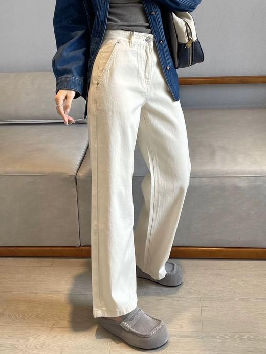 一店z 【16盎司环保牛仔】小禾大爆款！Ic早春原白蜡笔水洗棉牛仔裤 商品图6