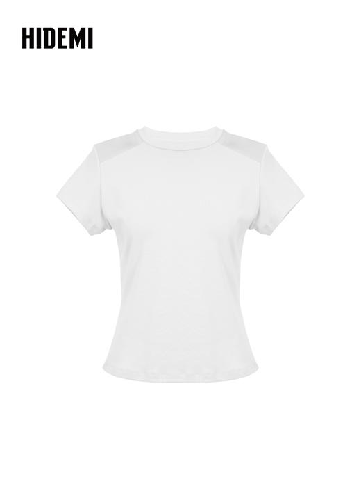 HIDEMI 设计感修身正肩短袖圆领T恤上衣 商品图8