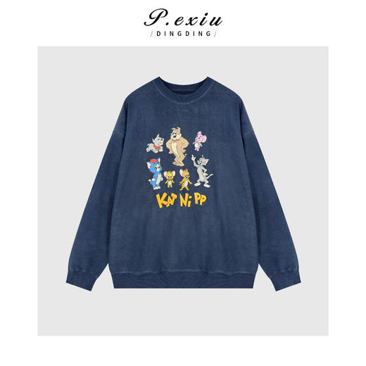 03-2潘依绣丁丁宠粉100%棉慵懒减龄印花立体刺绣圆领长袖卫衣Q16624 商品图0