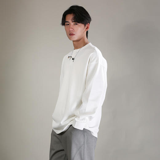 DRONKOO 2026 圆亨利领开扣钉珠装饰微阔长袖中厚T恤 商品图1