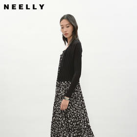 NEELLY纳俪商场同款夏季新款简约坑条针织开衫女休闲百搭随性上衣N26044A04535