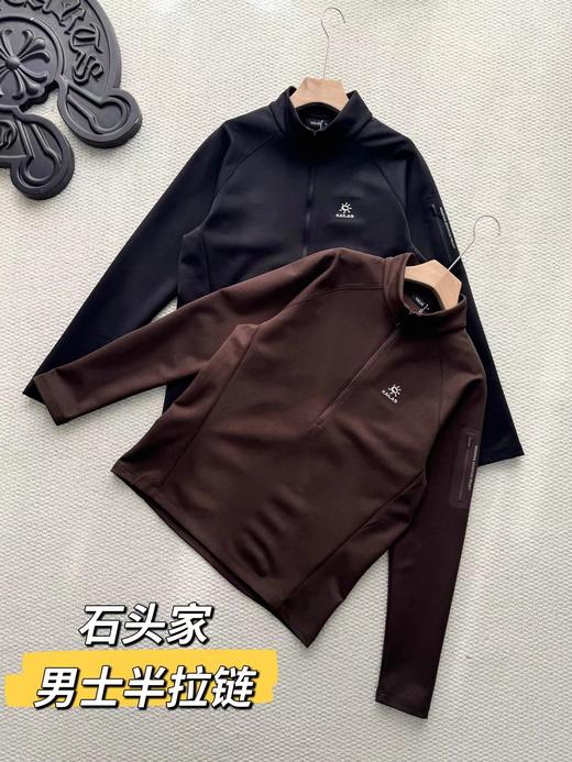 F030145男款立领半开胸内胆半拉链吸湿排汗保暖户外登山徒步上衣 商品图0