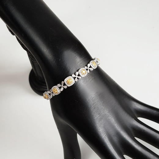 【天然正品】AU750白金豪镶四叶草设计师款2.85克拉群镶钻石手链 链长：16CM（皆取最大值）140226TJ37 商品图7