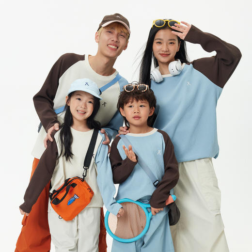 【出游季特惠-春夏新品】ACMEITEM爱棵米 运动亲子拼色华夫格圆领长袖T恤休闲宽松卫衣男女GAH3340625A 商品图2