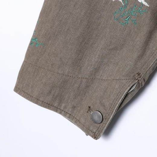 SDSA男装2026新款潮牌复古刺绣夹克植物刺绣皮质领上衣 商品图3