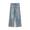 NEELLY纳俪商场同款夏季新款时髦破洞直筒牛仔裤女百搭休闲长裤N26044H04540 商品缩略图3