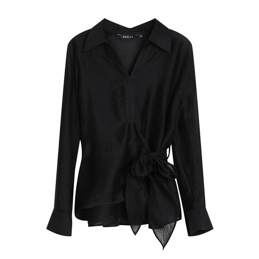 NEELLY纳俪商场同款春季新款休闲肌理感宽松衬衫女随性设计感上衣N26031R01108 商品图3