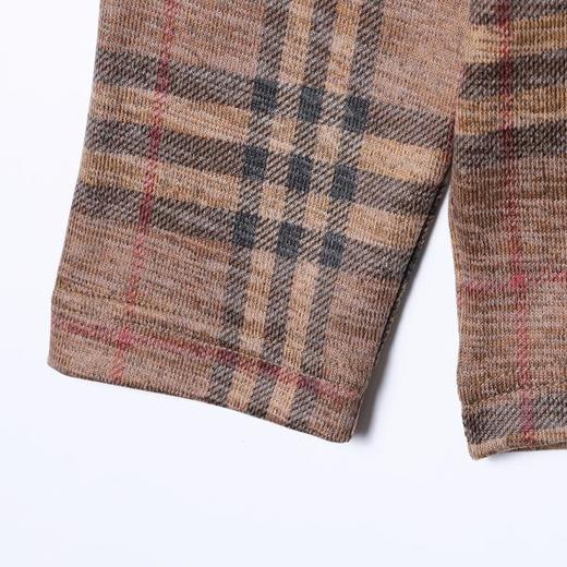 SDSA男装2026新款复古格纹圆领长袖T恤经典驼色格纹宽松休闲上衣 商品图3