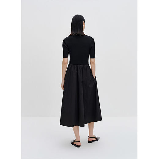 NEELLY纳俪商场同款夏新款针织拼接连衣裙女中长款挖肩设计感长裙N26044Y04593 商品图3